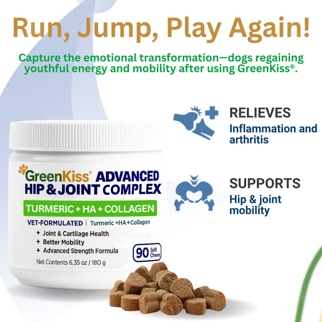 🌟 Official Store | GreenKiss® Advanced Hip & Joint Complex Soft Chews | Turmeric + HA + Collagen