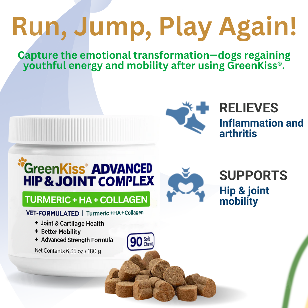 🌟 Official Store | GreenKiss® Advanced Hip & Joint Complex Soft Chews | Turmeric + HA + Collagen