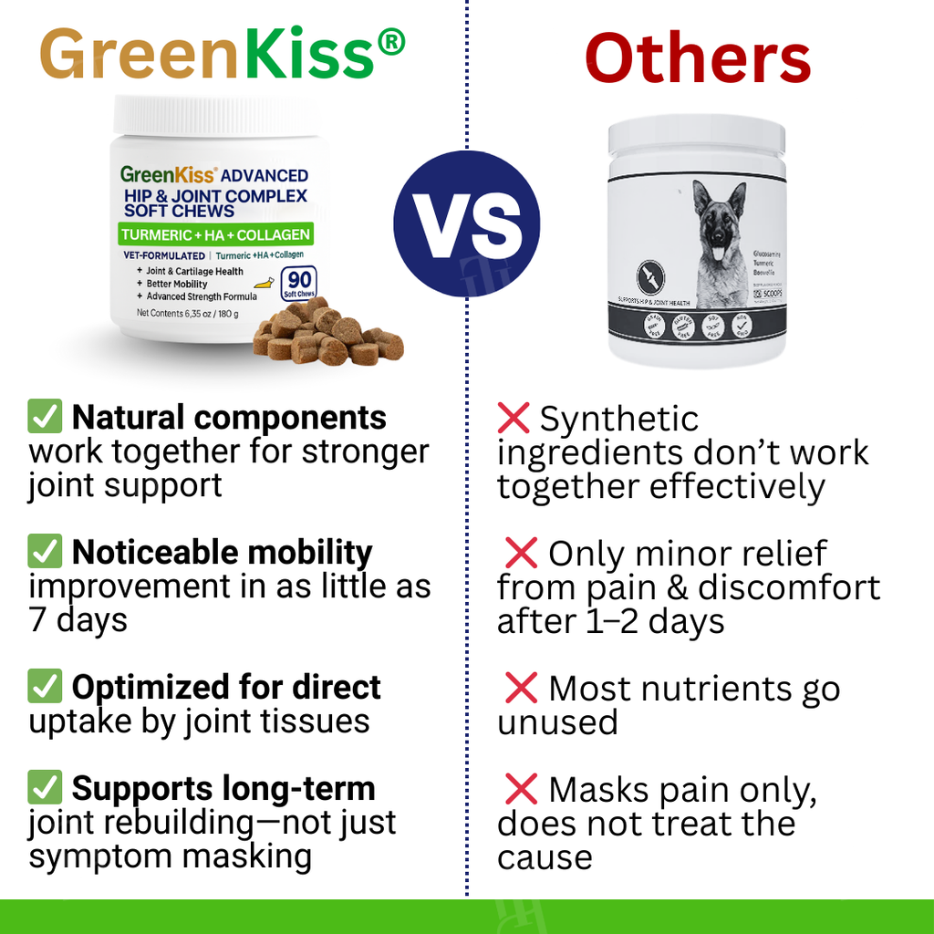 🌟 Official Store | GreenKiss® Advanced Hip & Joint Complex Soft Chews | Turmeric + HA + Collagen