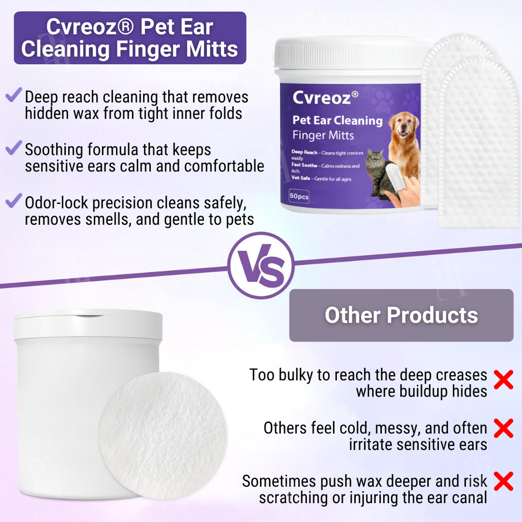 🌟 Official Store | Cvreoz® Pet Ear Cleaning Finger Mitts