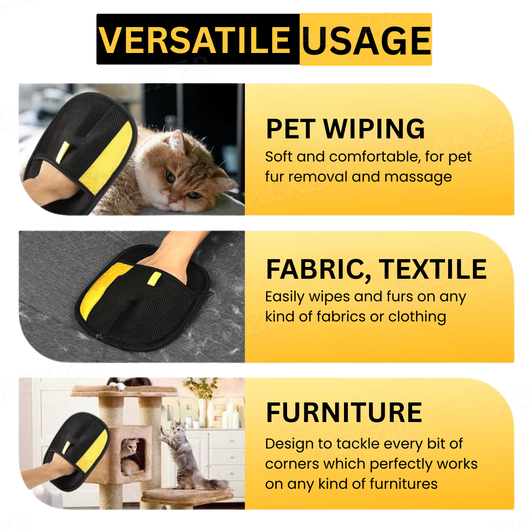 ⚡ Reusable Pet Hair Remover for Furniture, Car & Clothes | AEXZR® Pet Magic Grooming Glove